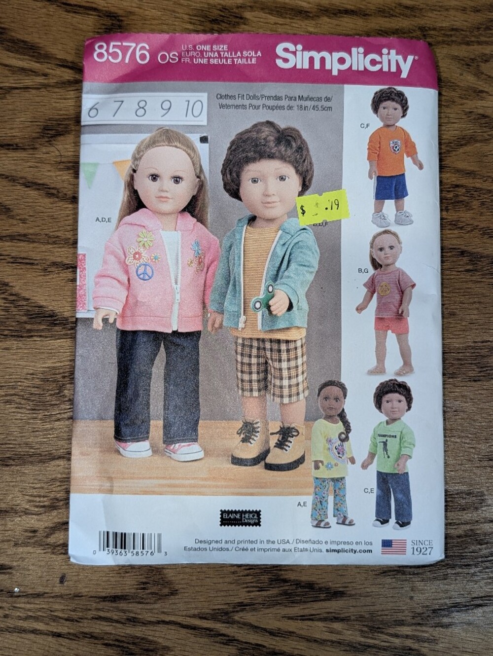 Simplicity Doll Clothing Pattern - Pink, Teal & Orange Outfits